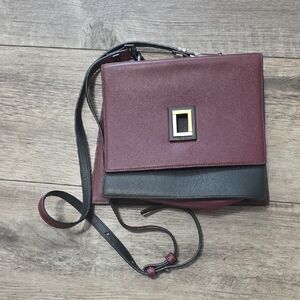 LUANA ITALY Women's Marianna Satchel Black Leather Two-Tone